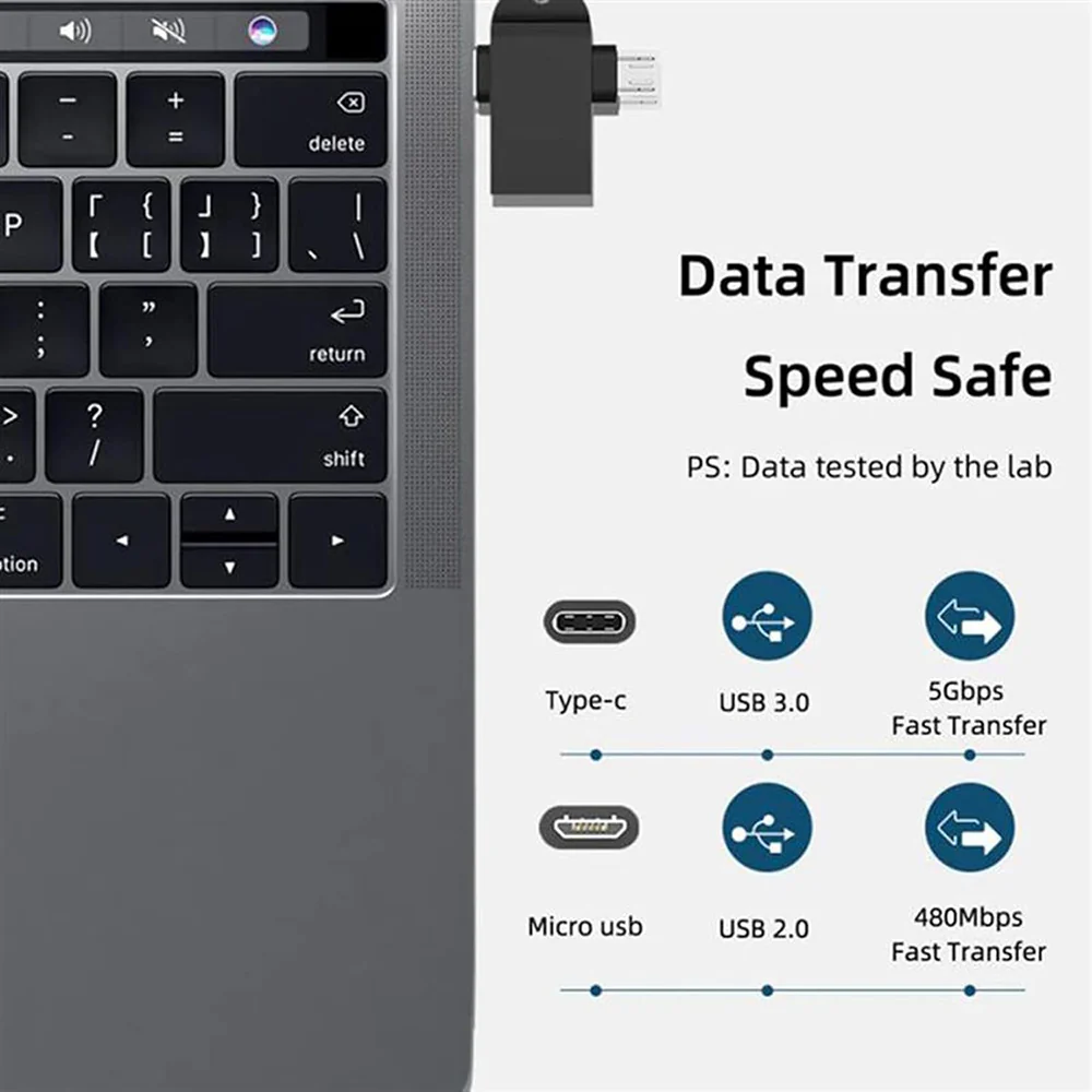 OTG Adapter microUSB / USB-C - USB-A Techsuit A15 AluCoreX, Black - Image 6