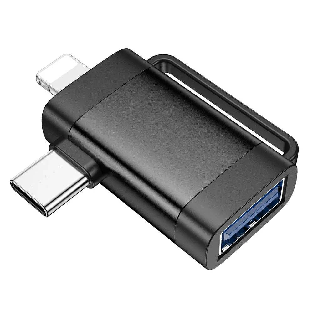 OTG Adapter USB-C / Lightning - USB-A HOCO UA31F, Black - Image 3
