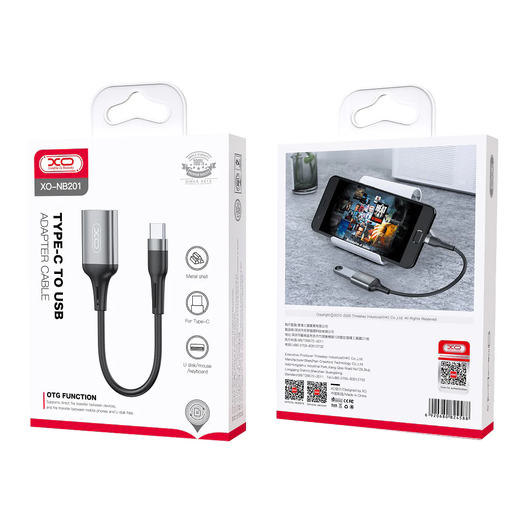 OTG Adapter USB-C to USB-A XO Design NB201, Black - Image 3