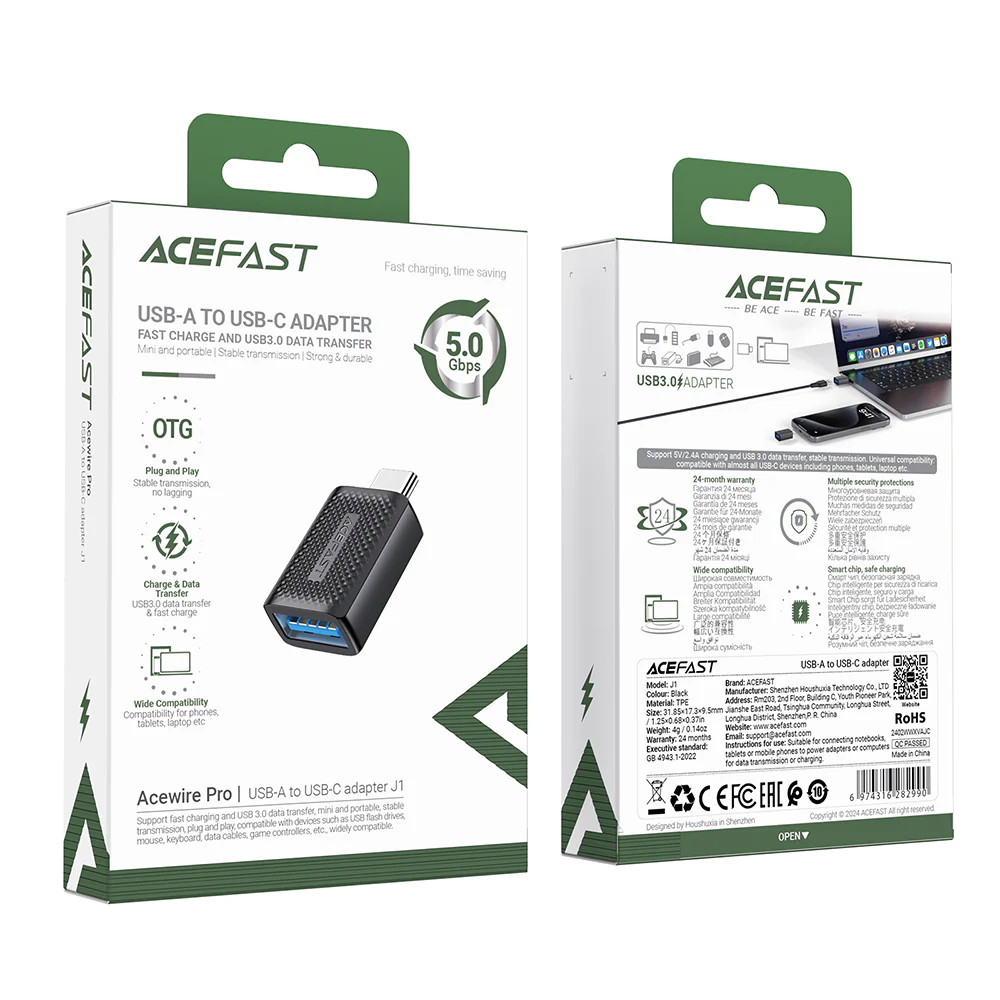 OTG USB-C to USB-A Acefast J1 Adapter, Black - Image 7