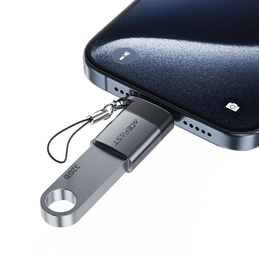 OTG USB-C to USB-A Acefast J7 Adapter, Gray - Image 2