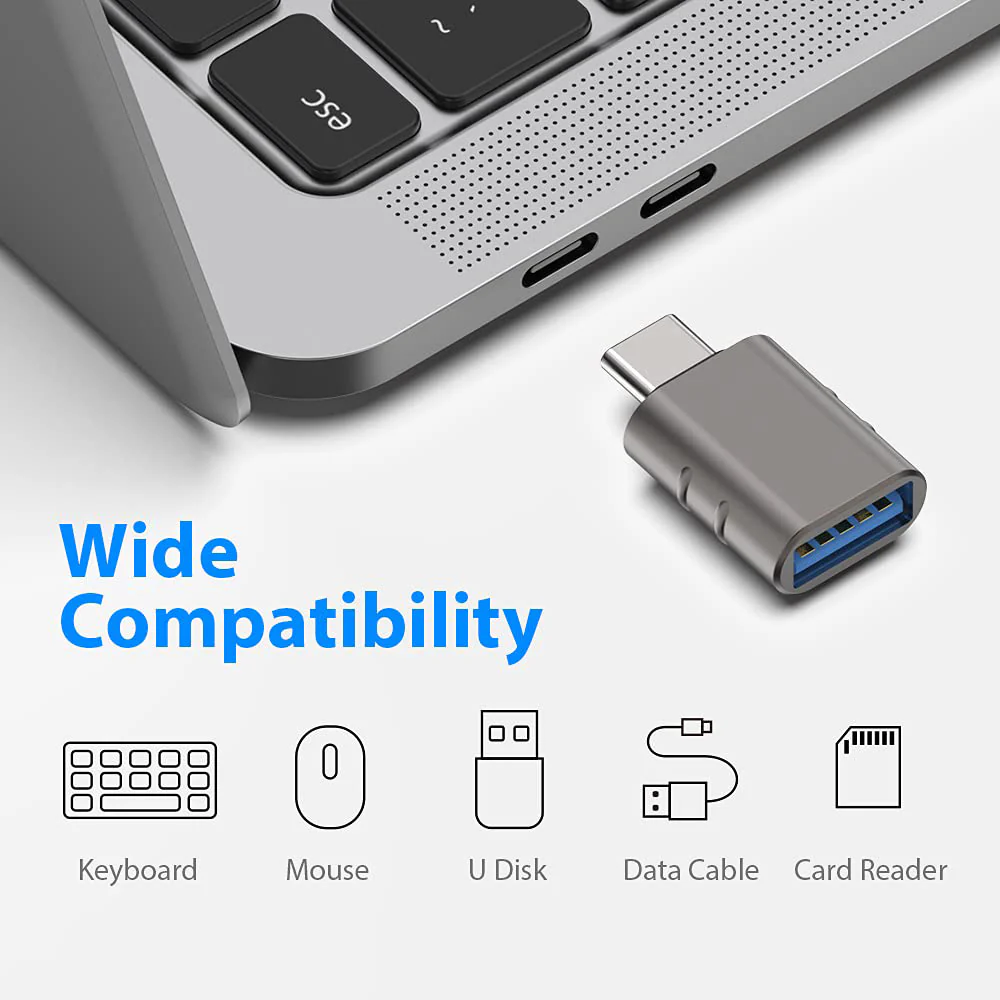 OTG USB-C to USB-A Adapter Techsuit A10 SlateVolt, Gray - Image 5
