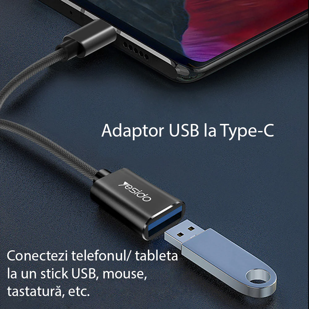 OTG USB-C to USB-A Adapter Yesido GS01, Black - Image 2