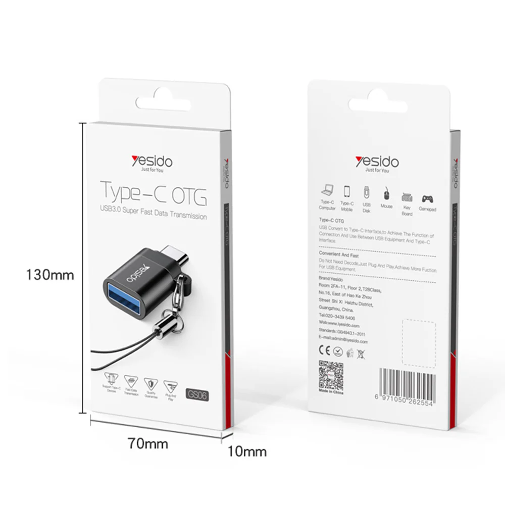 OTG USB-C to USB-A Adapter Yesido GS06, Black - Image 10