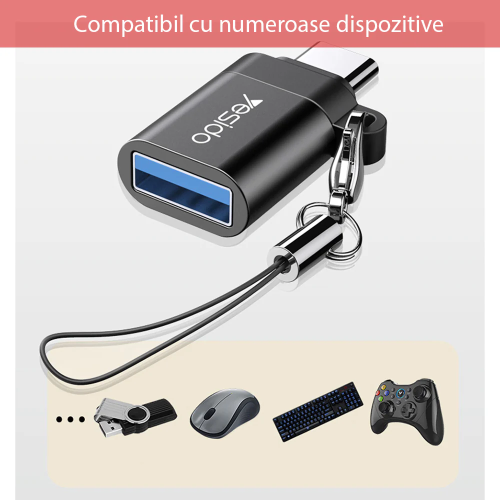 OTG USB-C to USB-A Adapter Yesido GS06, Black - Image 3