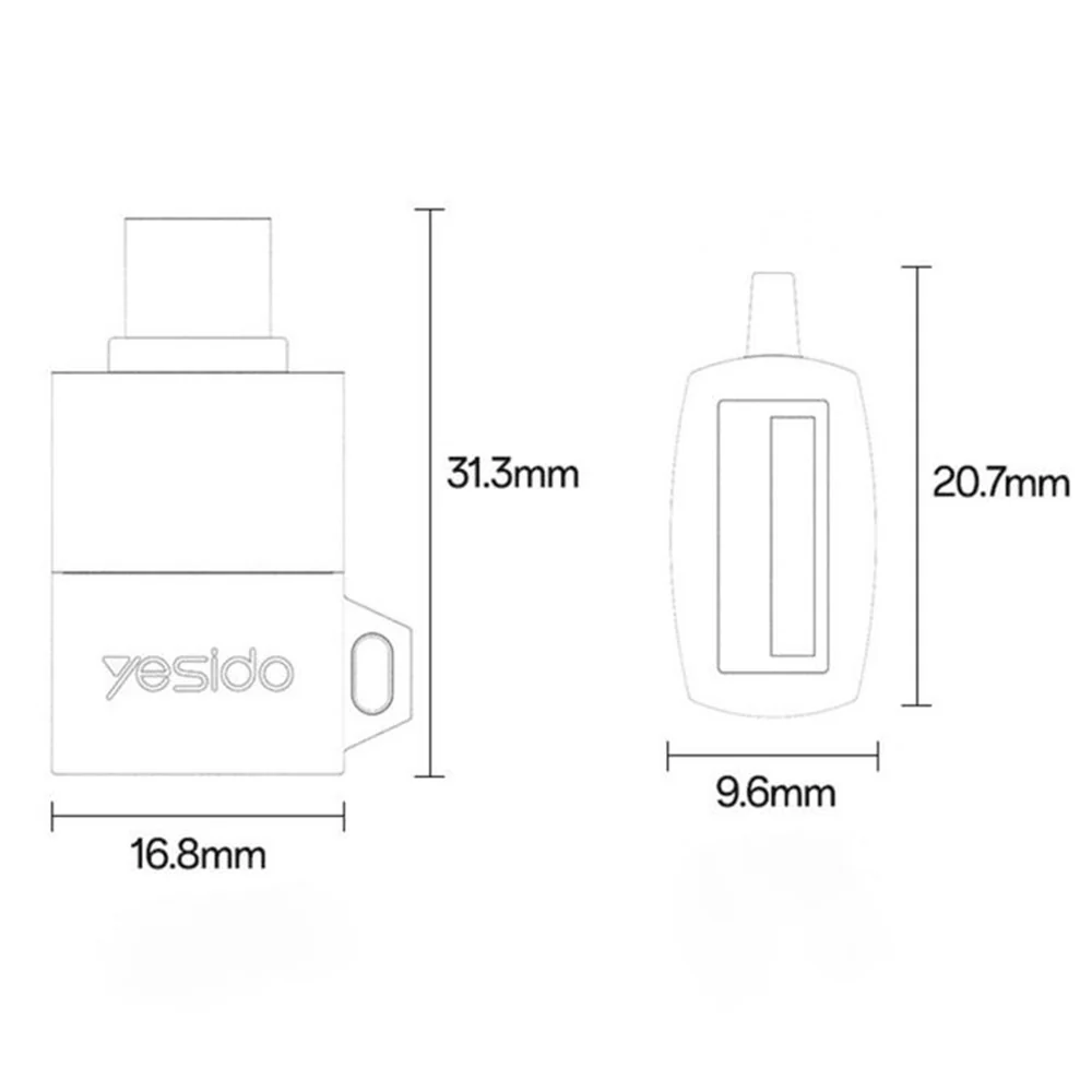 OTG USB-C to USB-A Yesido GS31 Adapter, Gray - Image 6