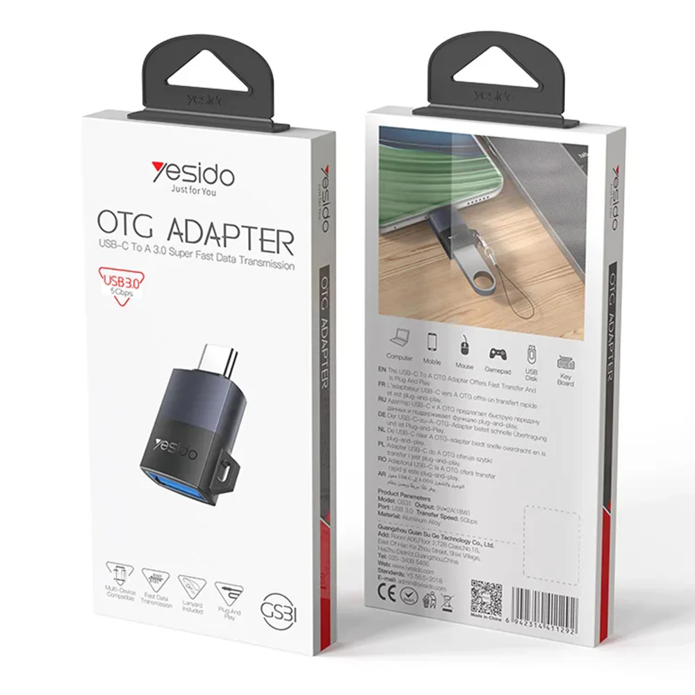 OTG USB-C to USB-A Yesido GS31 Adapter, Gray - Image 7