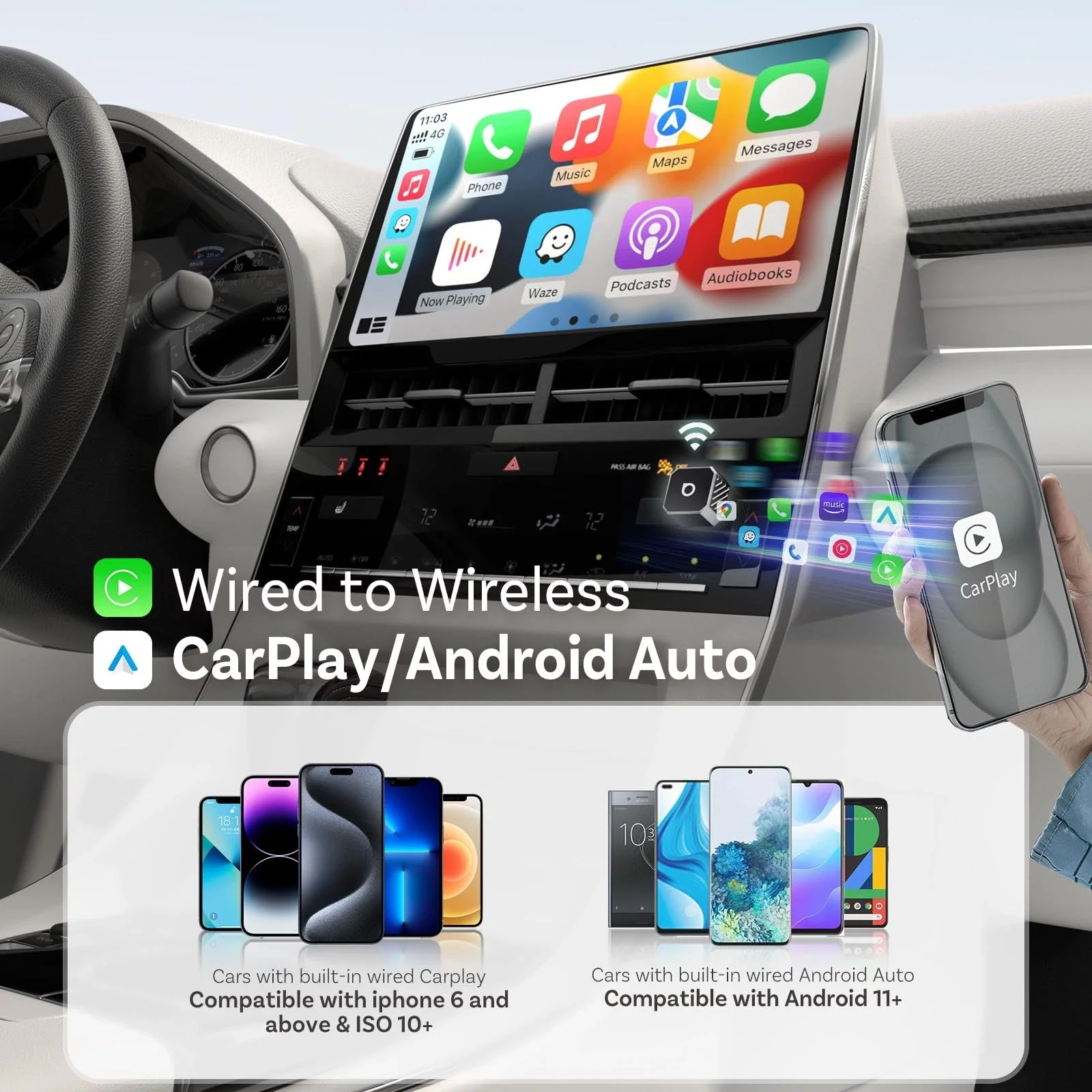 Ottocast Mini Cube Style C Wireless Carplay / Android Auto Adapter for Apple iPhone / Android Series CP88-T3 - Image 2