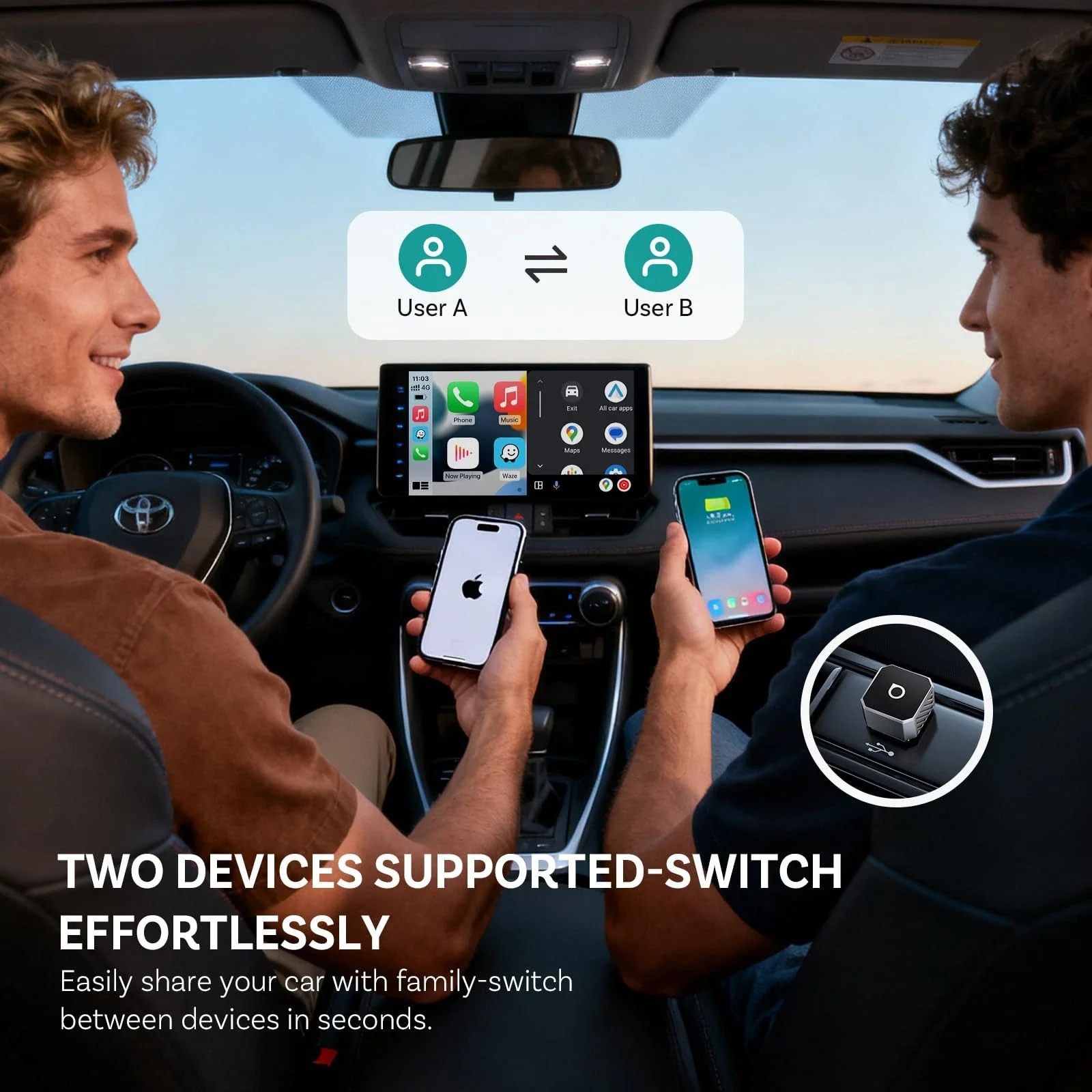 Ottocast Mini Cube Style C Wireless Carplay / Android Auto Adapter for Apple iPhone / Android Series CP88-T3 - Image 7