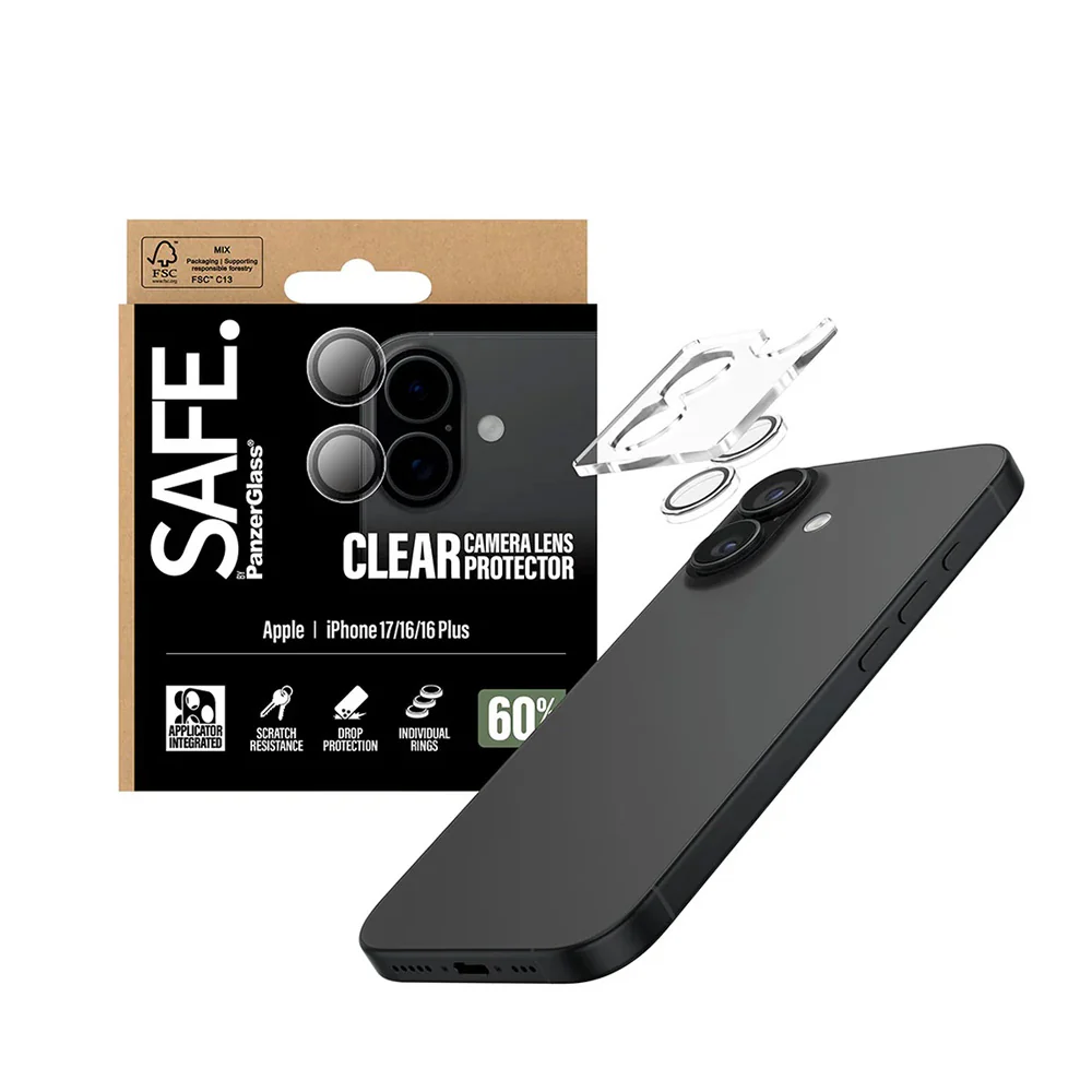 PanzerGlass Safe Rear Camera Protector. for Apple iPhone 17 / 16 Plus / 16, Tempered Glass, Transparent - Image 4
