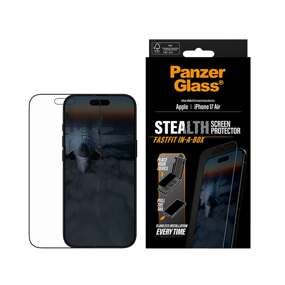 PanzerGlass Ultra-Wide Fit Stealth Fastfit Screen Protector for Apple iPhone 17 Air, Tempered Glass, Full Glue, Black - Image 3