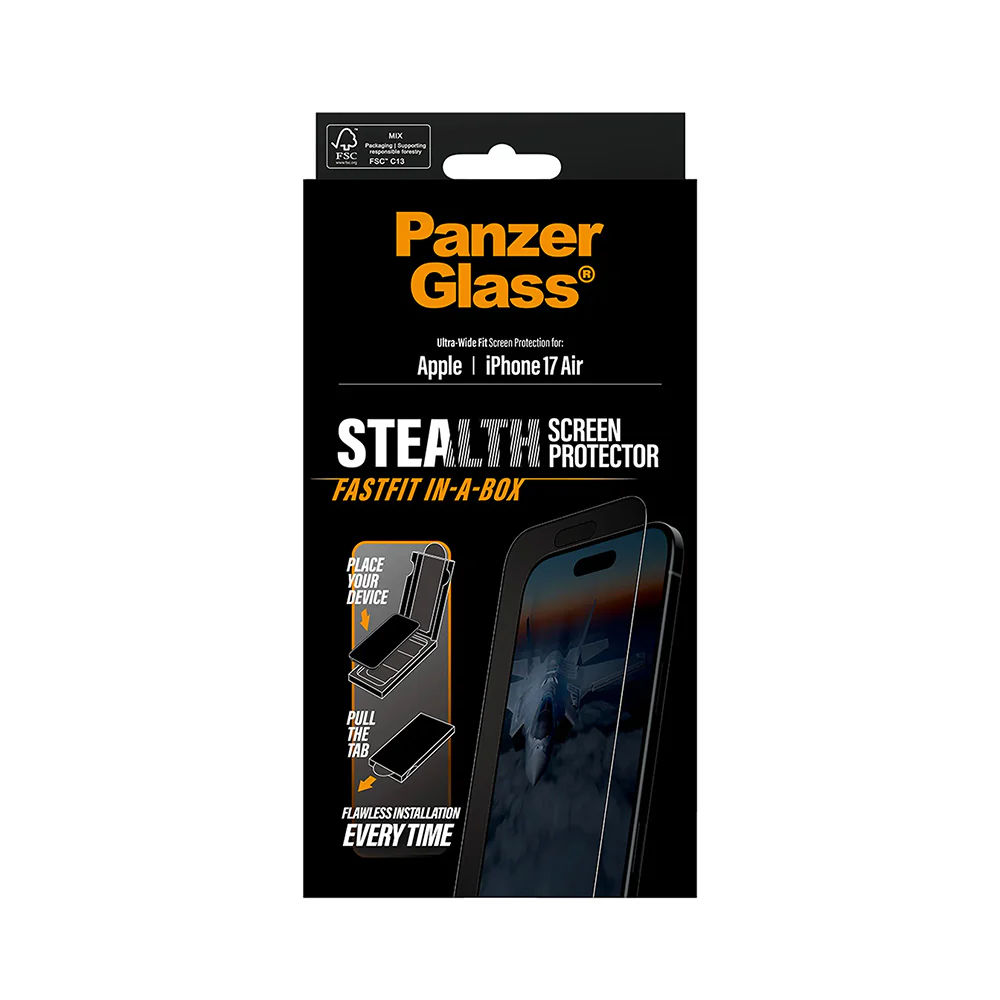 PanzerGlass Ultra-Wide Fit Stealth Fastfit Screen Protector for Apple iPhone 17 Air, Tempered Glass, Full Glue, Black - Image 7
