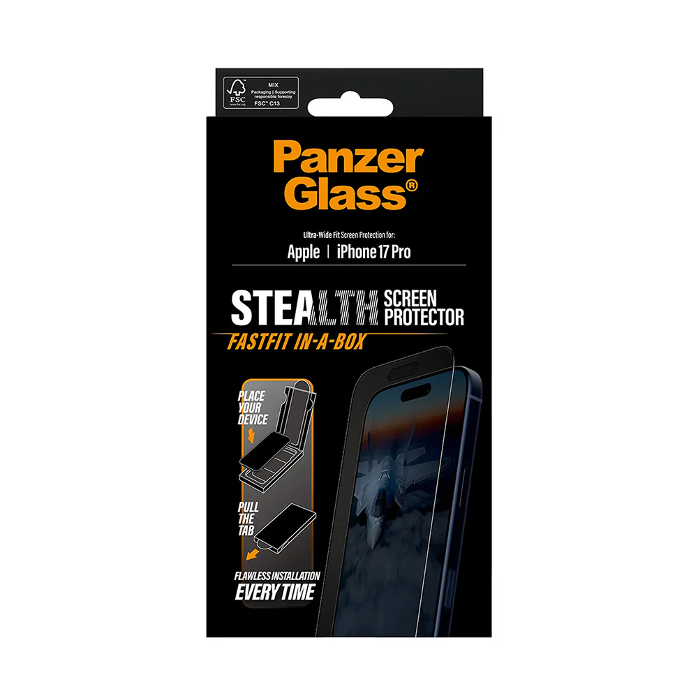 PanzerGlass Ultra-Wide Fit Stealth Fastfit Screen Protector for Apple iPhone 17 Pro, Tempered Glass, Full Glue, Black - Image 7