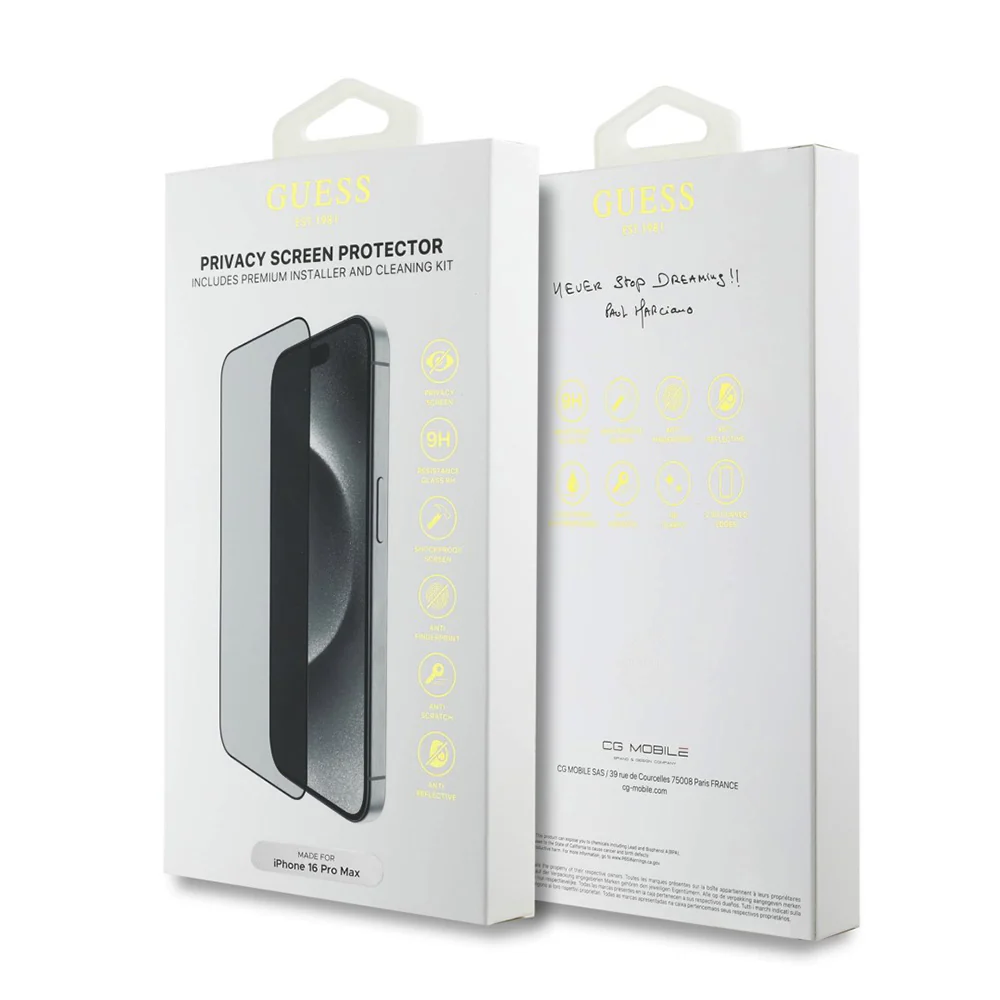 Privacy Screen Protector Guess for Apple iPhone 16, Tempered Glass, Full Glue, 2.5D - Image 2
