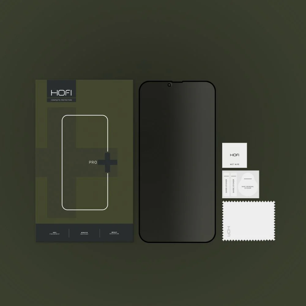 Privacy Screen Protector HOFI PRO+ for Apple iPhone 17e / 16e / 14 / 13 Pro, Tempered Glass, Full Glue - Image 2