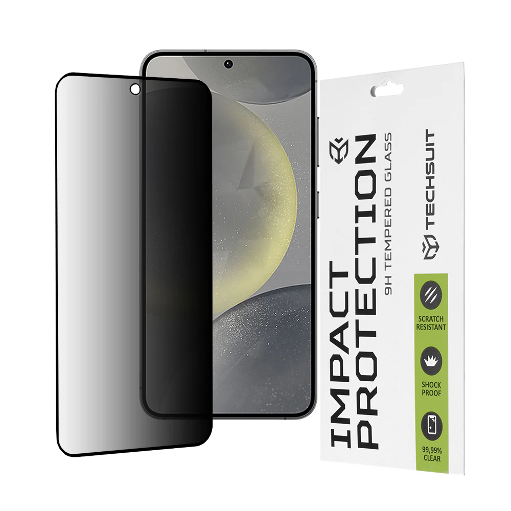 Privacy Techsuit Screen Protector Film for Samsung Galaxy S25 S931 / S24 S921, Tempered Glass, Full Glue, 111D