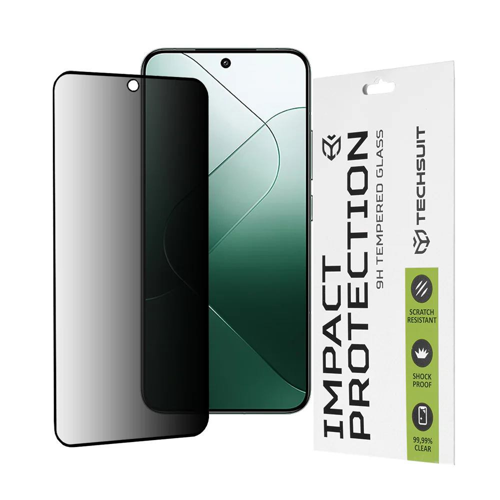 Privacy Techsuit Screen Protector for Xiaomi 14, Tempered Glass, Full Glue, 111D