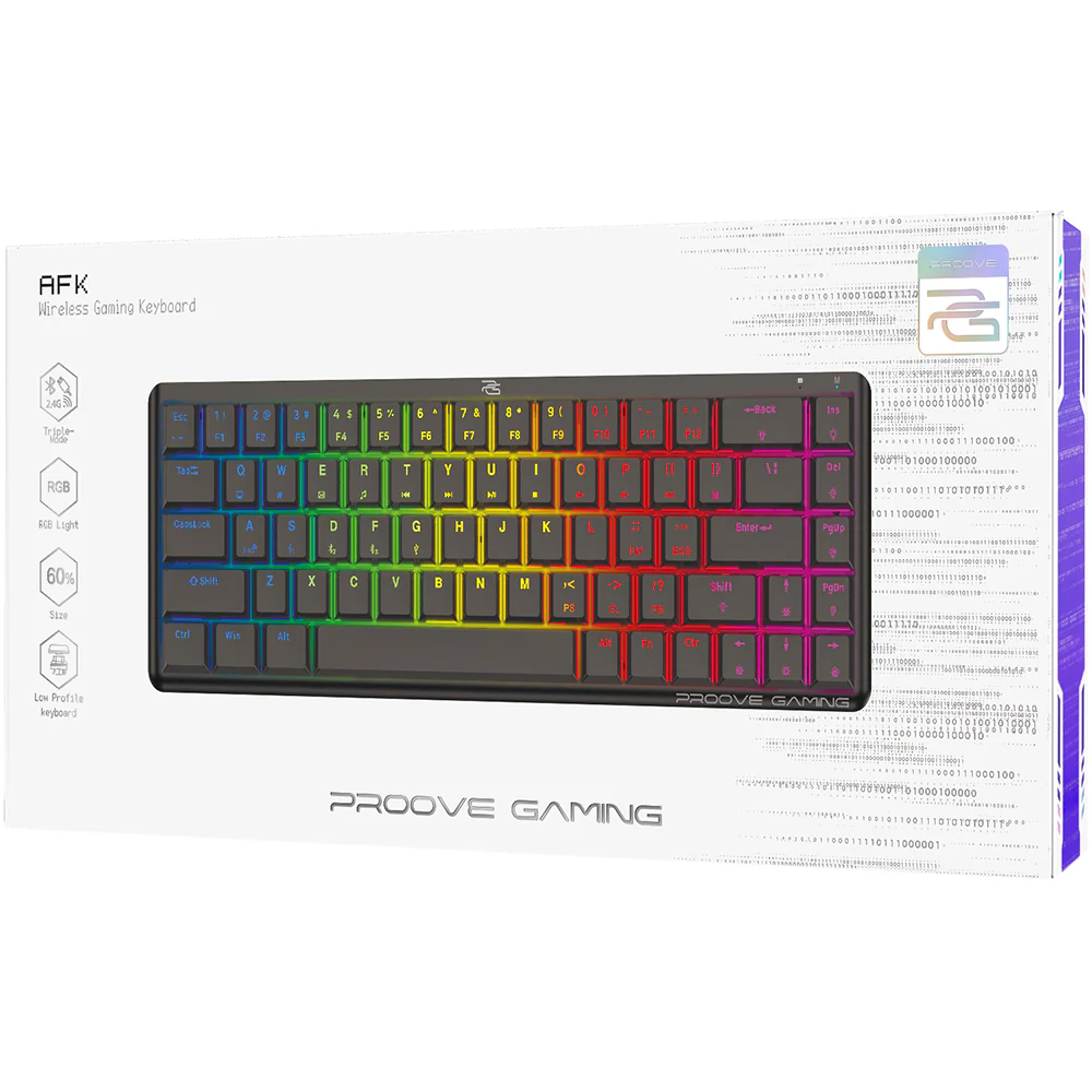 Proove AFK Wireless Gaming Keyboard, RGB, BT / Wi-Fi / Wired, 1.5m, Black WKAFKEN22001 - Image 7
