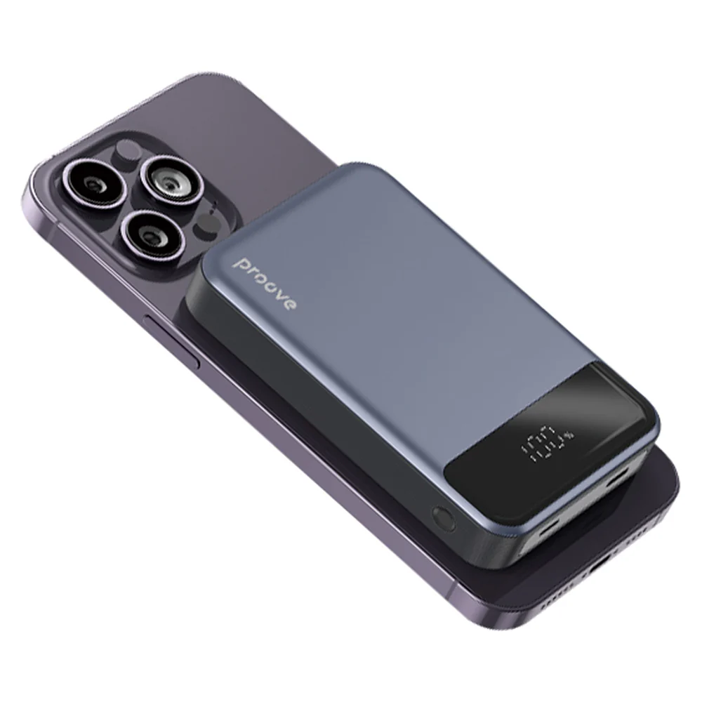 Proove Hoodman Wireless External Battery, 10000mAh, 20W, PD + FQI, 1 x QI - 1 x USB-C, Gray PBH120010003 - Image 3