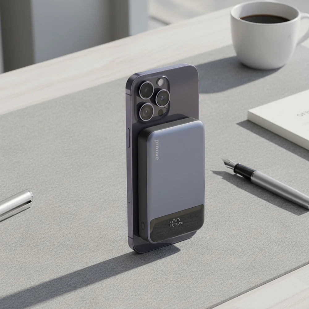 Proove Hoodman Wireless External Battery, 10000mAh, 20W, PD + FQI, 1 x QI - 1 x USB-C, Gray PBH120010003 - Image 4