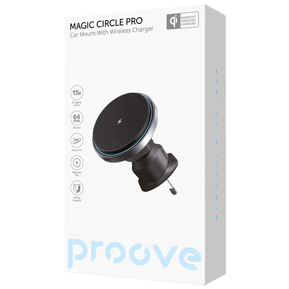 Proove Magic Circle Pro Wireless Car Charger, 15W, 1.67A, Black WHMP15010001 - Image 7