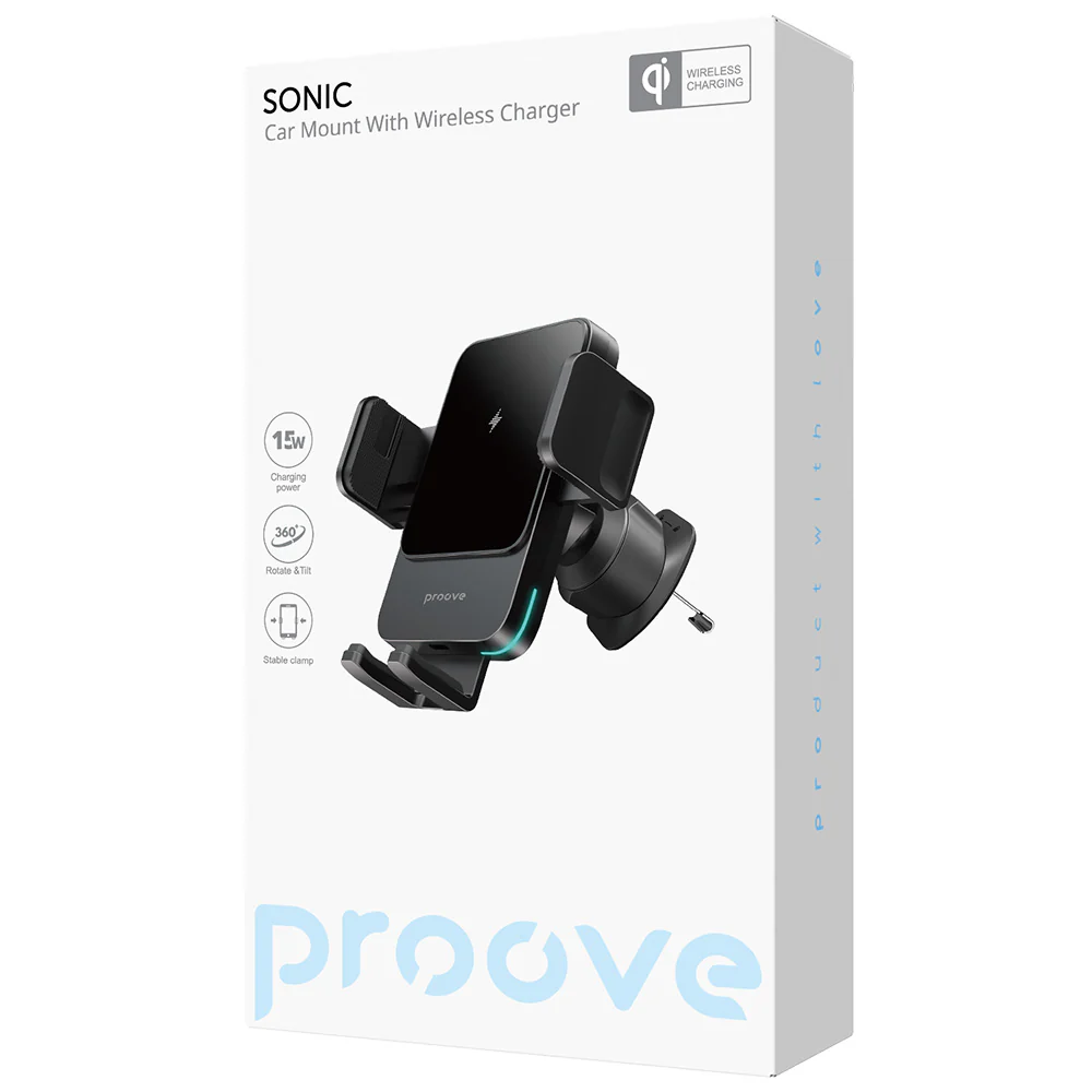 Proove Sonic Wireless Car Charger, 15W, 1.67A, Gray WHSN15002001 - Image 7