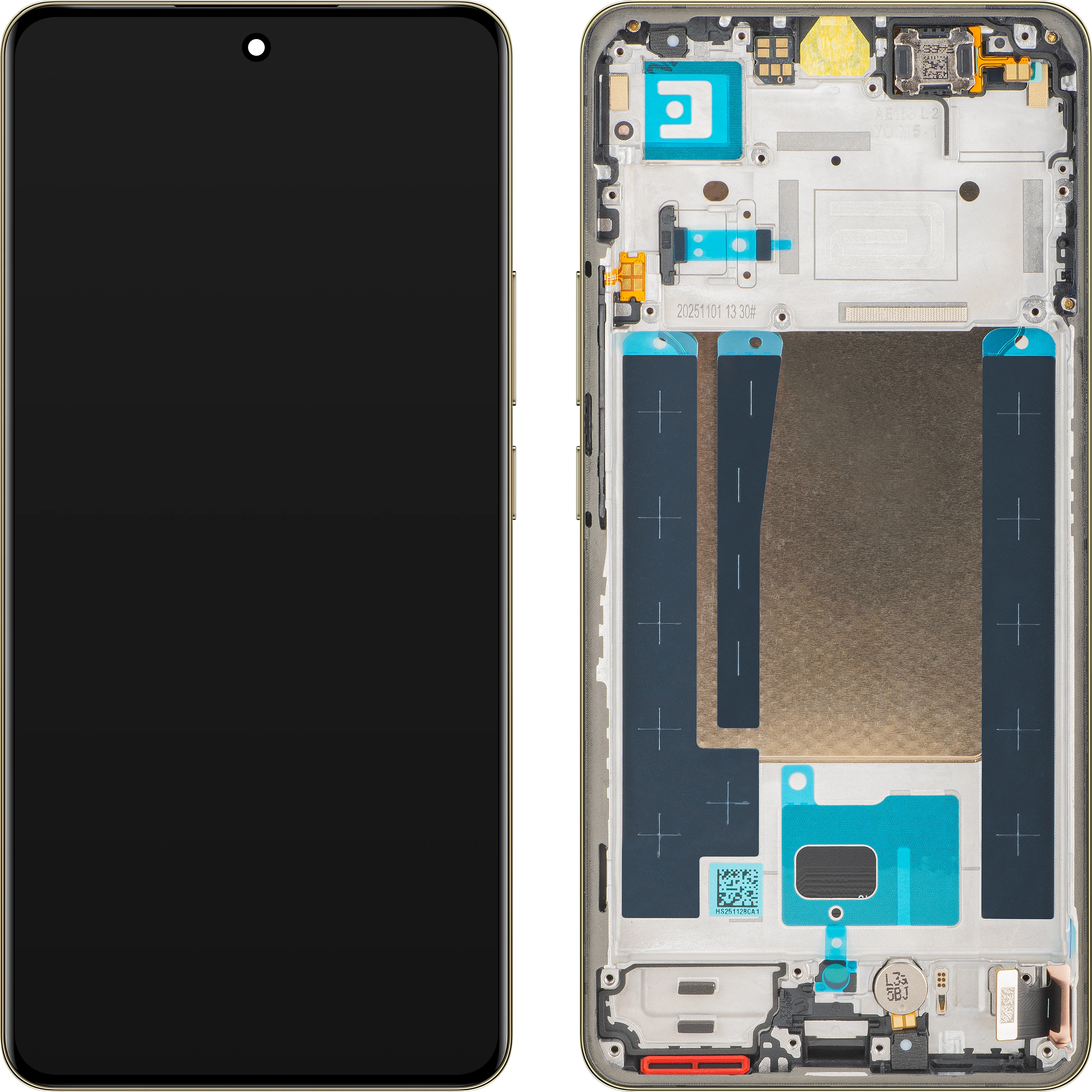 Realme 16 Pro+ Display with Touchscreen, with Frame, Gold, Service Pack 621029000806