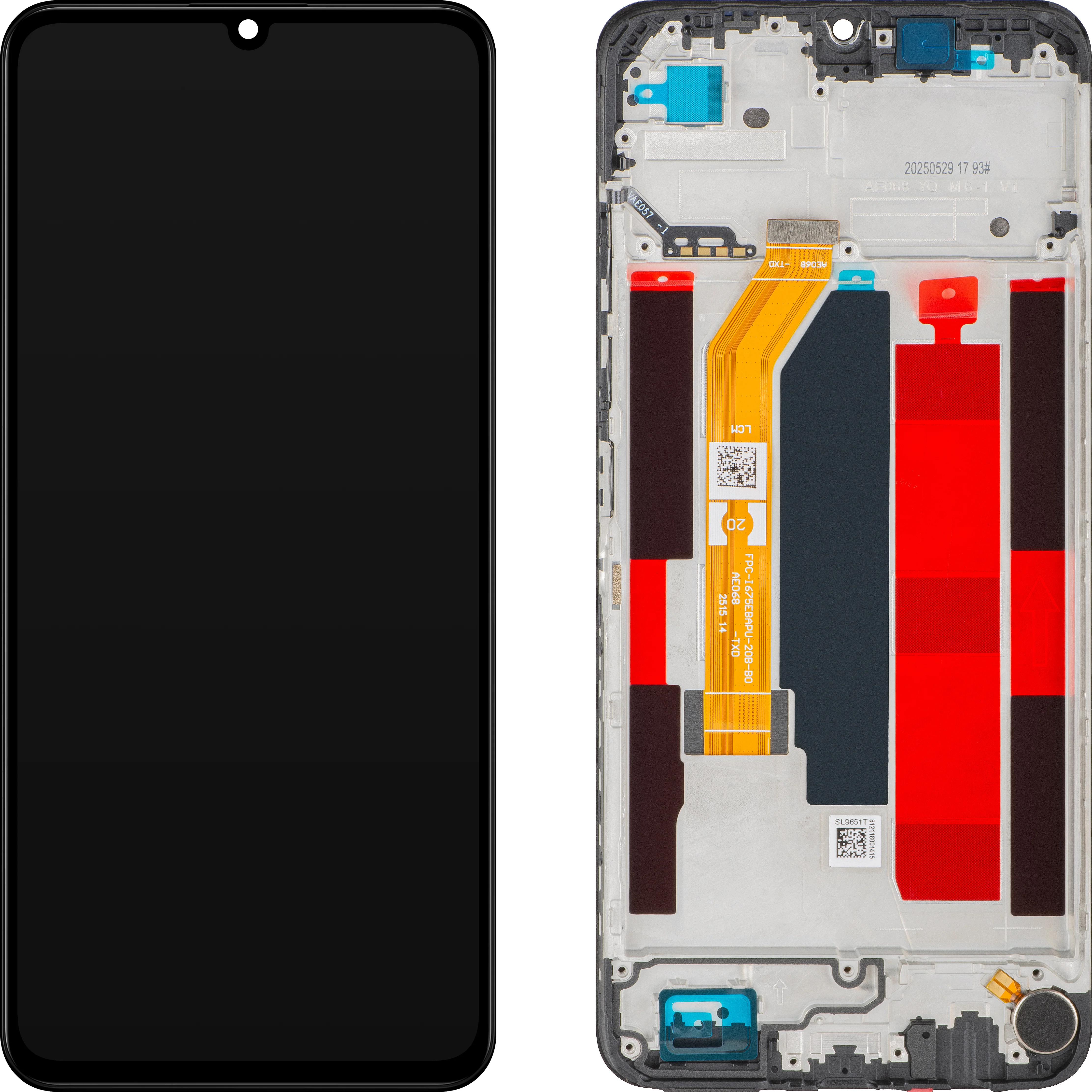 Realme Note 70T Display with Touchscreen, with Frame, Black (Obsidian Black), Service Pack 621029000609