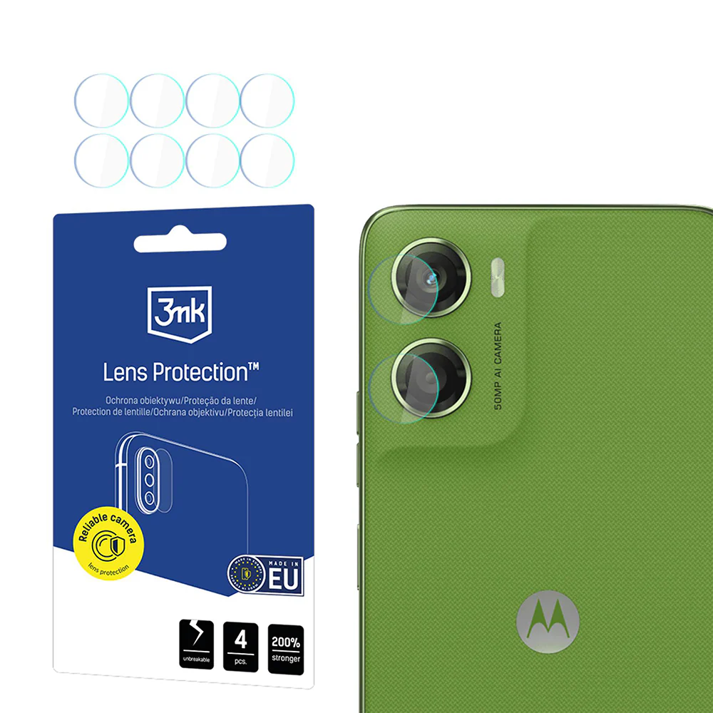 Rear Camera Protection Film 3MK Protection for Motorola Moto G06, Tempered Glass, Set of 4 pieces, Transparent