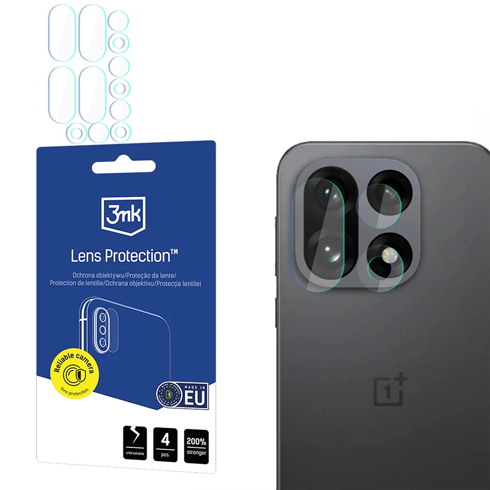 Rear Camera Protection Film 3MK Protection for OnePlus 15, Tempered Glass, Set of 4 pieces, Transparent