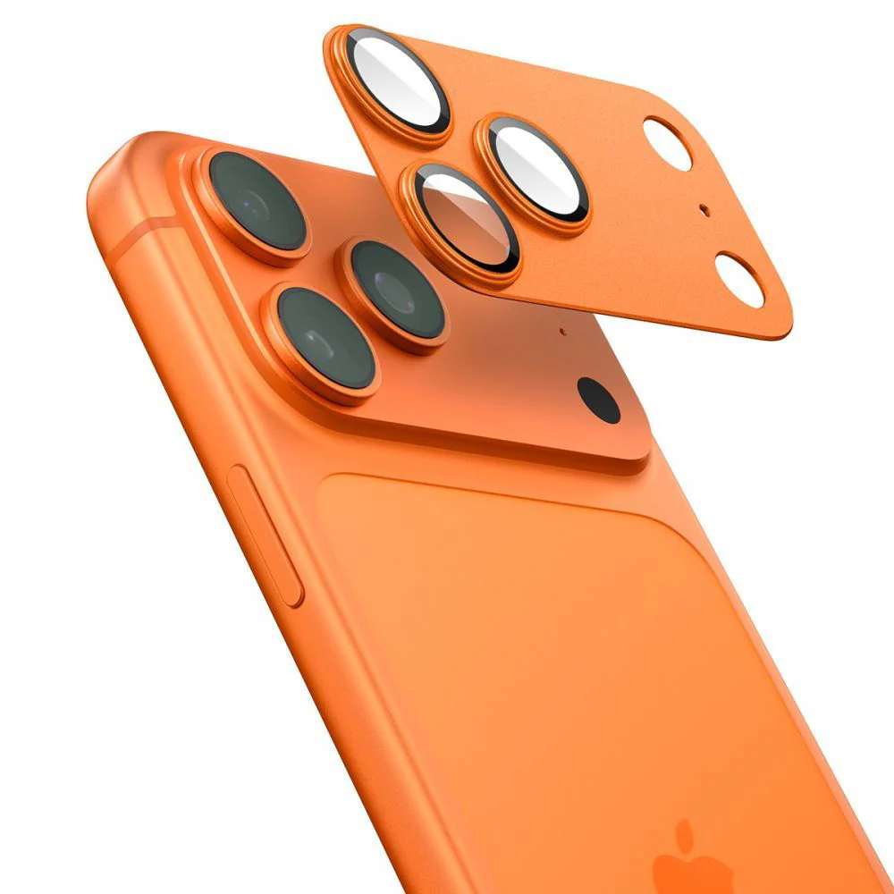 Rear Camera Protection Film Spigen GlastR EZ FIT Optik Pro XL for Apple iPhone 17 Pro, Tempered Glass, Orange AGL10645 - Image 2