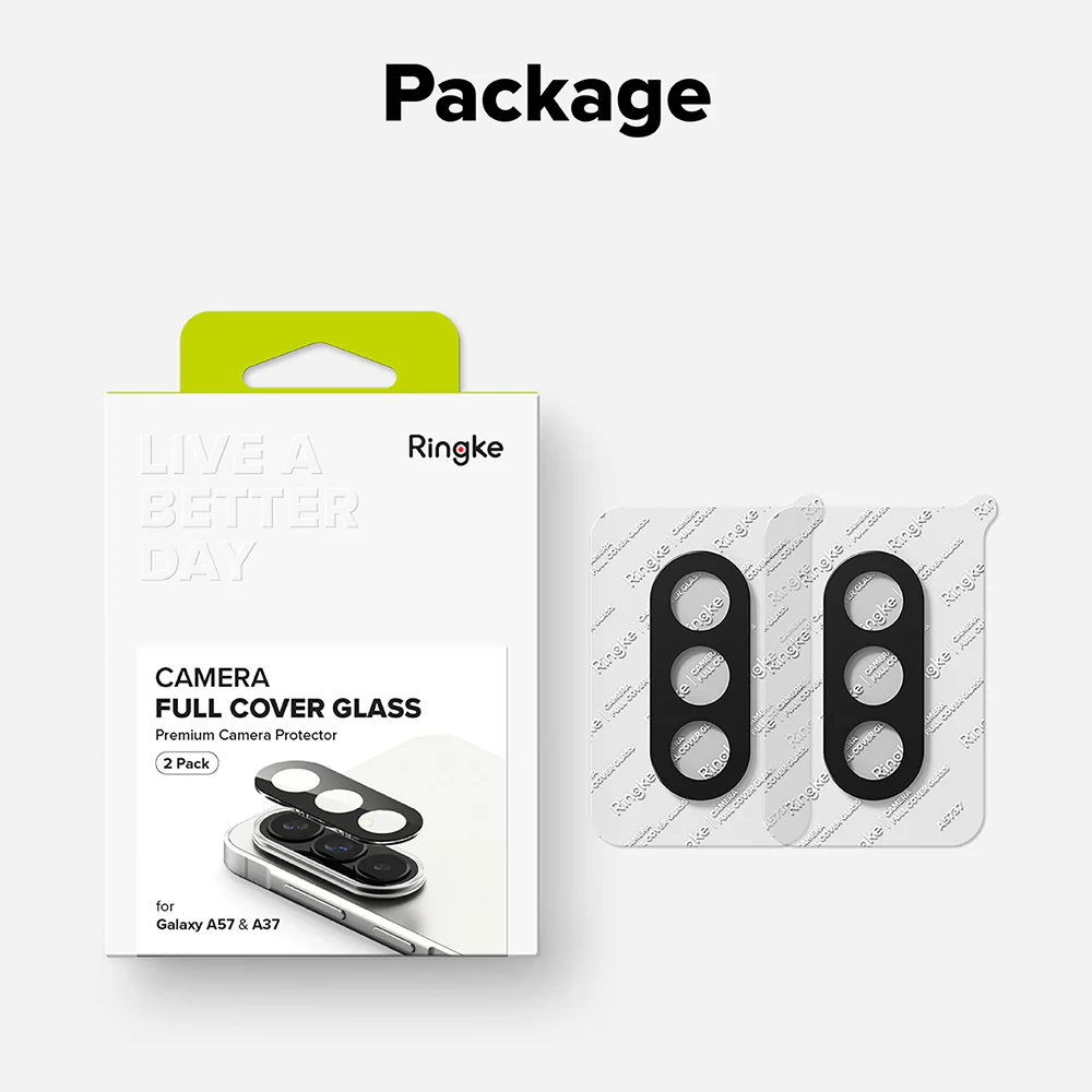 Ringke Rear Camera Protection Film for Samsung Galaxy A57 5G / A37 5G, Tempered Glass, Set of 2 Pieces, Transparent - Image 7