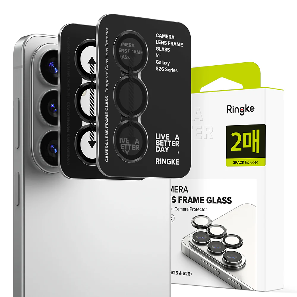 Ringke Rear Camera Protection Film for Samsung Galaxy S26 Plus S947 / S26, Tempered Glass, Set of 2 pieces, Black