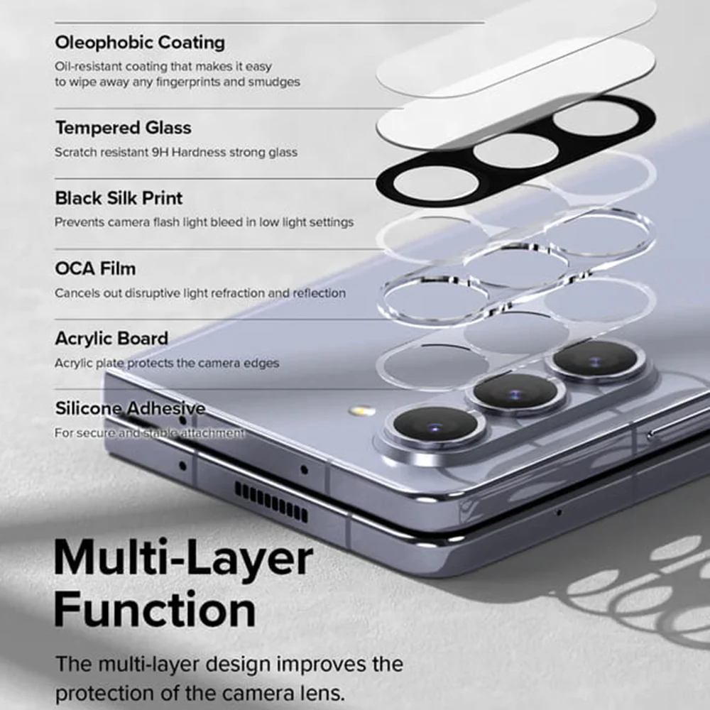 Ringke Rear Camera Protective Film for Samsung Galaxy Z Fold5 F946, Tempered Glass, Set of 2 Pieces, Transparent - Image 4