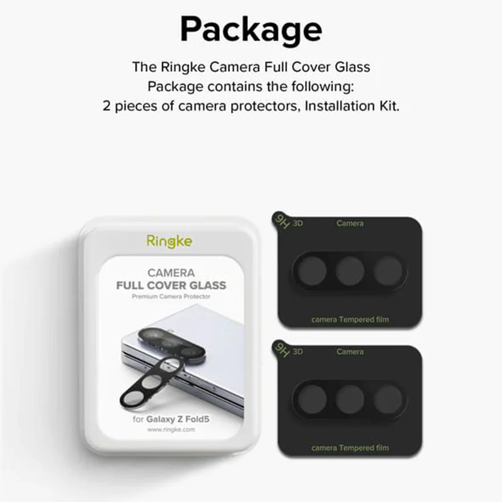 Ringke Rear Camera Protective Film for Samsung Galaxy Z Fold5 F946, Tempered Glass, Set of 2 Pieces, Transparent - Image 7
