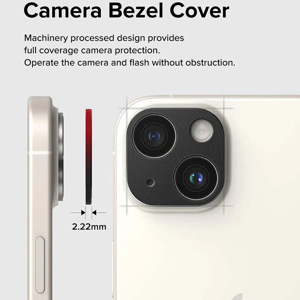 Ringke Styling Rear Camera Protection Frame for Apple iPhone 15 Plus / 15, Aluminum, Black - Image 4