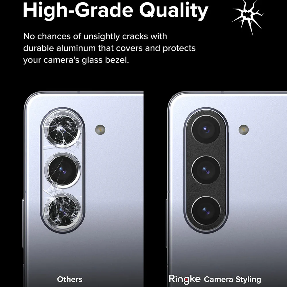 Ringke Styling Rear Camera Protection Frame for Samsung Galaxy Z Fold5 F946, Aluminum, Black - Image 4