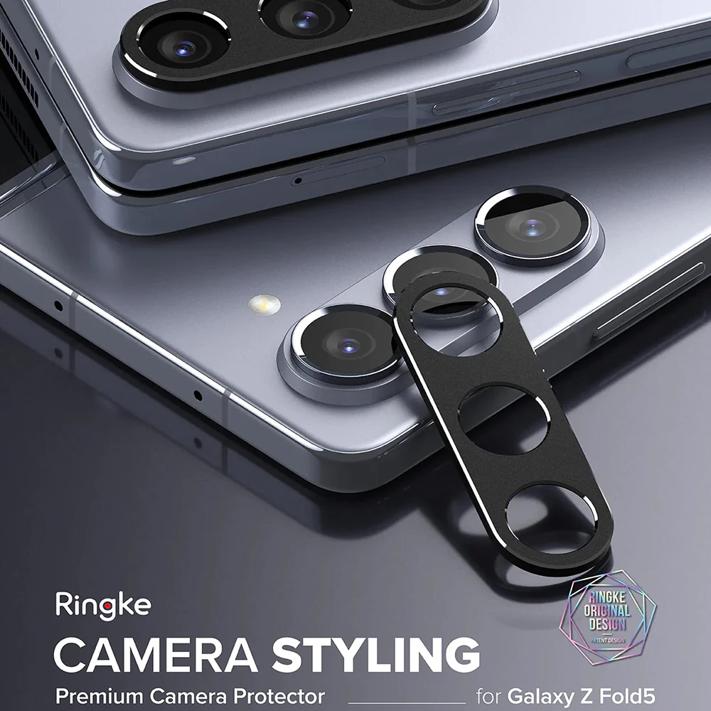 Ringke Styling Rear Camera Protection Frame for Samsung Galaxy Z Fold5 F946, Aluminum, Black - Image 5