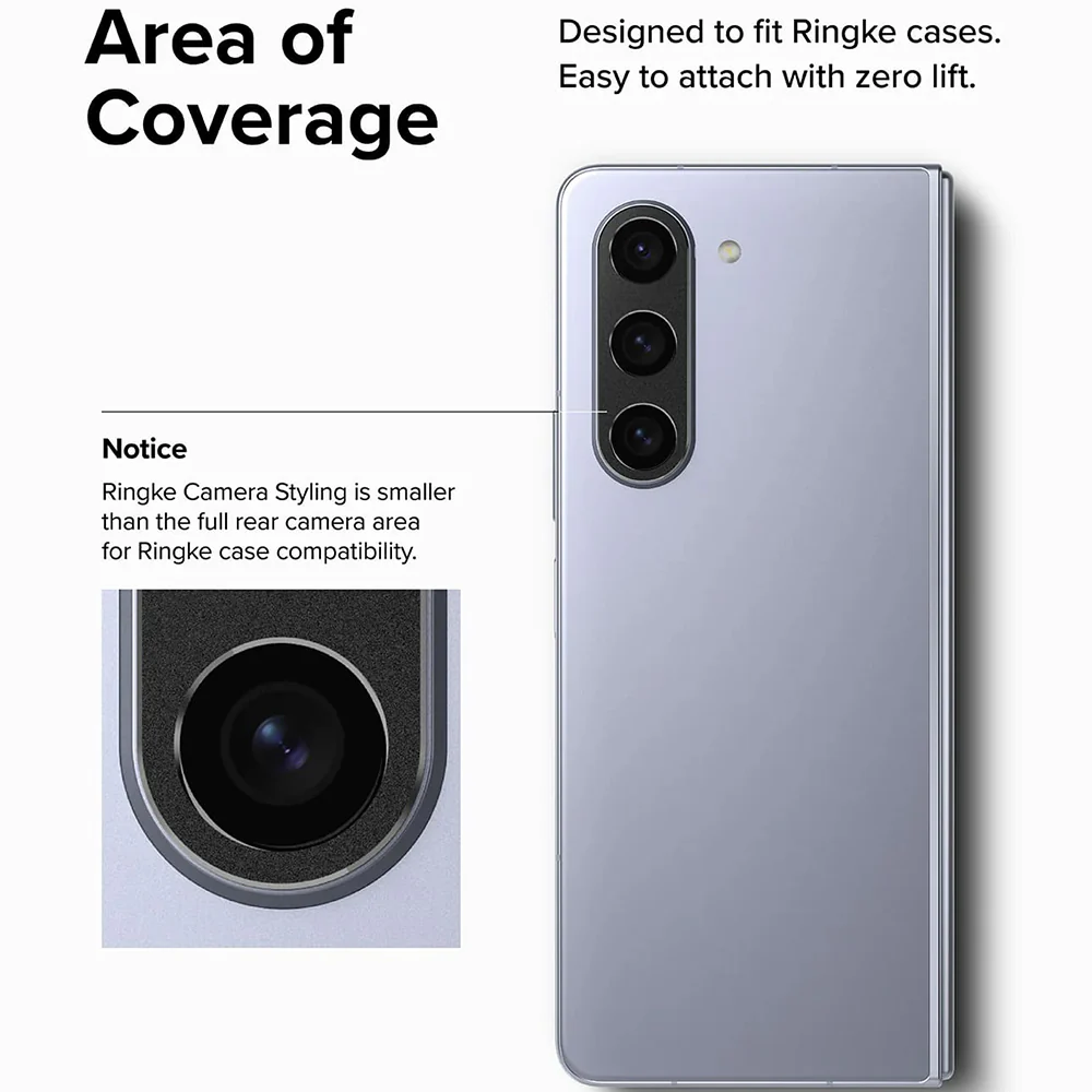 Ringke Styling Rear Camera Protection Frame for Samsung Galaxy Z Fold5 F946, Aluminum, Black - Image 6