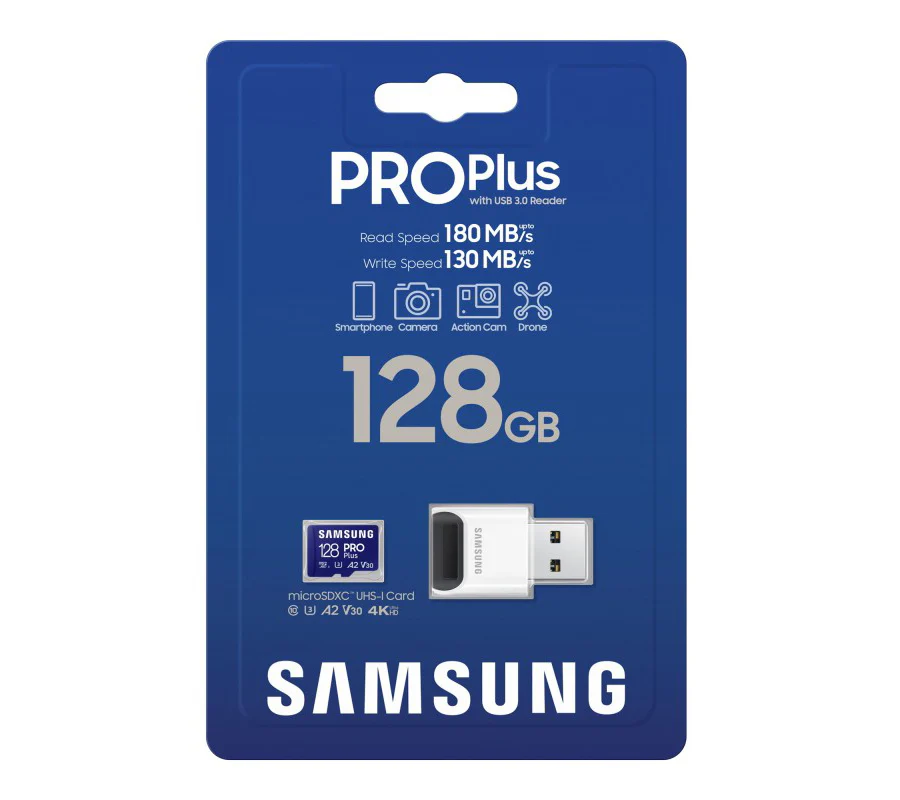 Samsung PRO Plus microSDXC Memory Card, 128Gb, Class 10 / UHS-1 U3, with Card Reader MB-MD128SB/WW - Image 6