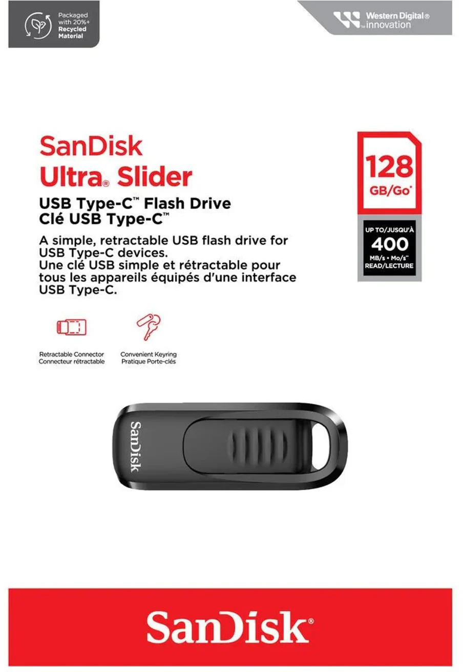 SanDisk Ultra Slider USB-C External Memory, 128Gb SDCZ480-128G-G46 - Image 4