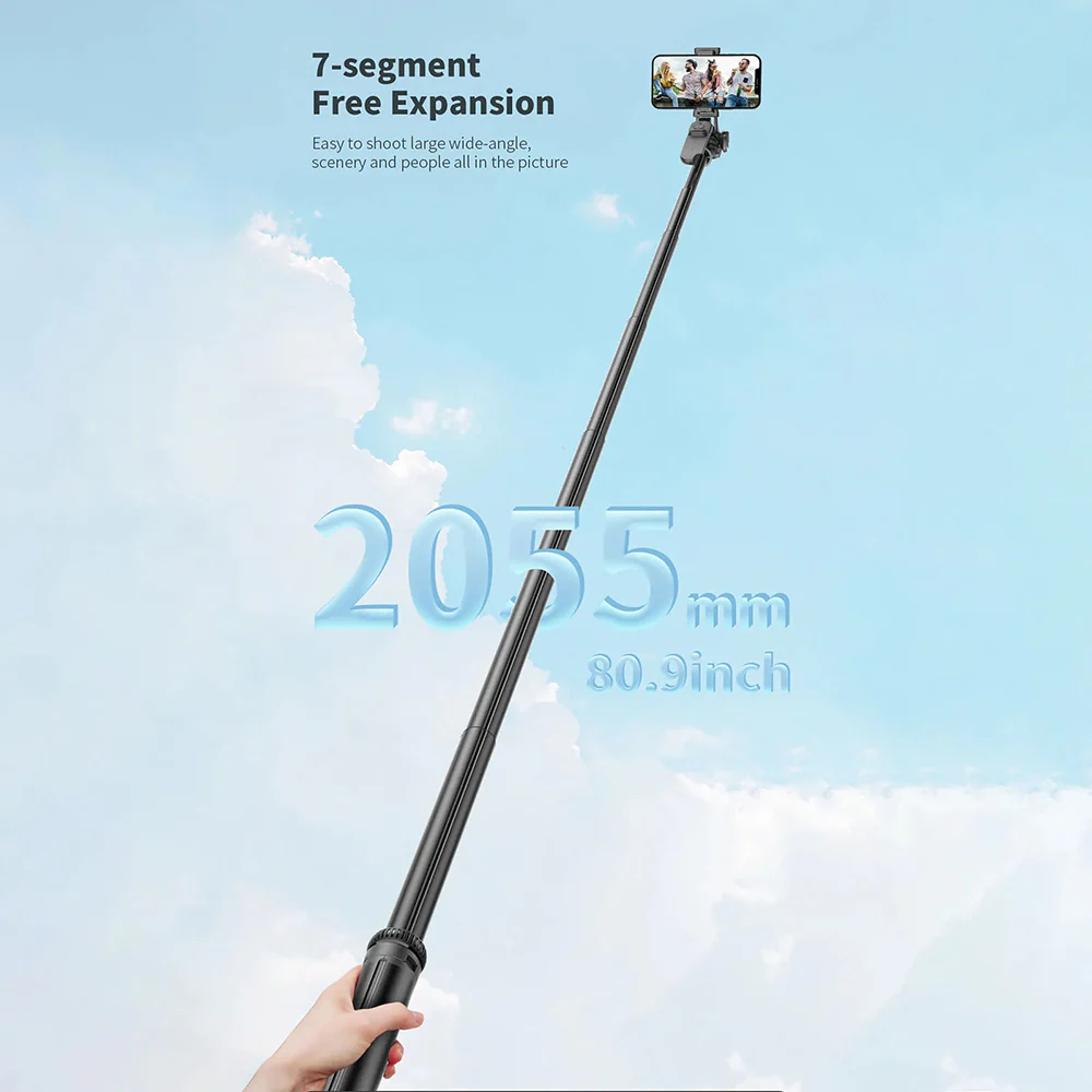 Selfie Stick Bluetooth Techsuit C05, Universal, Black - Image 5