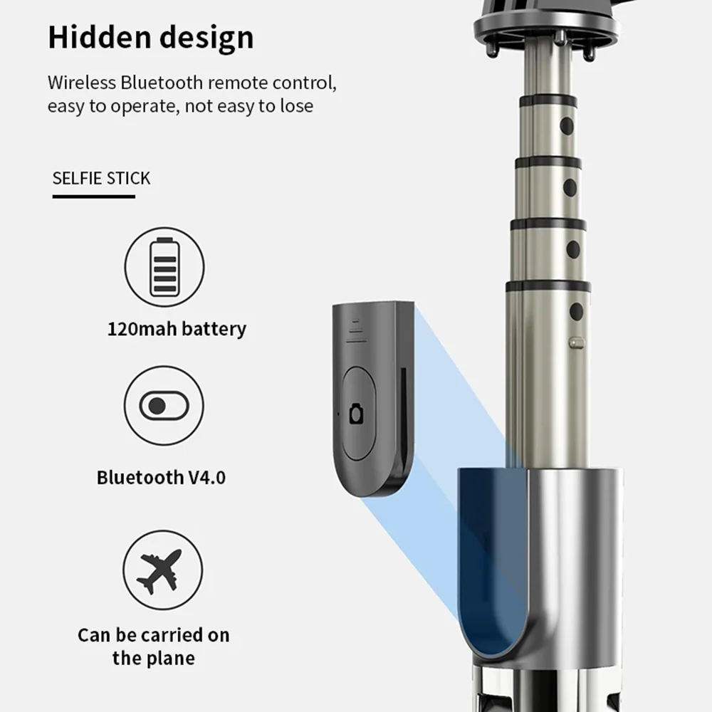 Selfie Stick Bluetooth Techsuit L03, Universal, Black - Image 5