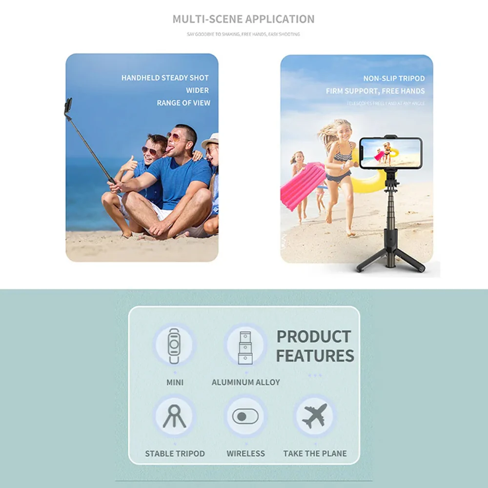 Selfie Stick Bluetooth Techsuit L10, Universal, Black - Image 4