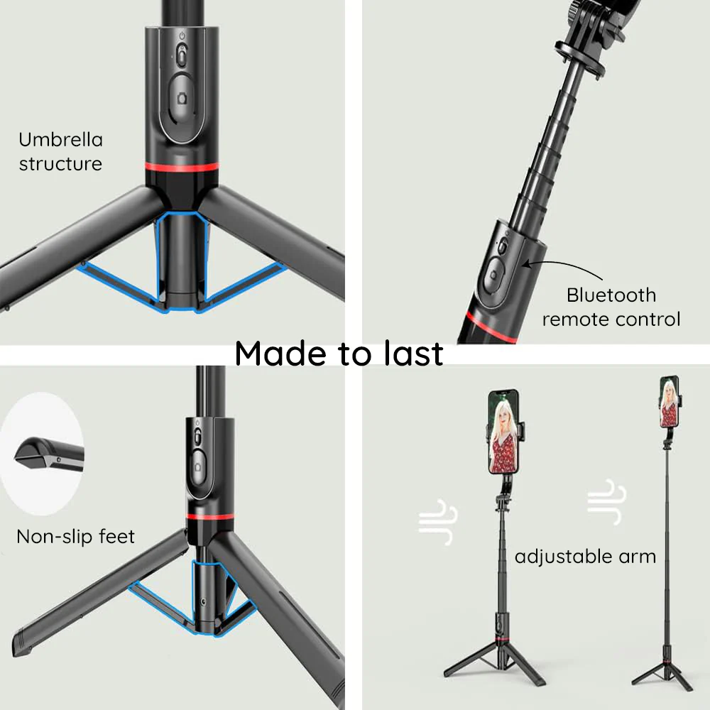 Selfie Stick Bluetooth Techsuit L12, Universal, Black - Image 7