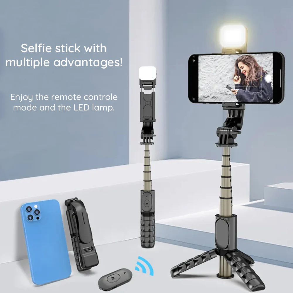 Selfie Stick Bluetooth Techsuit Q10s, Universal, Black - Image 7