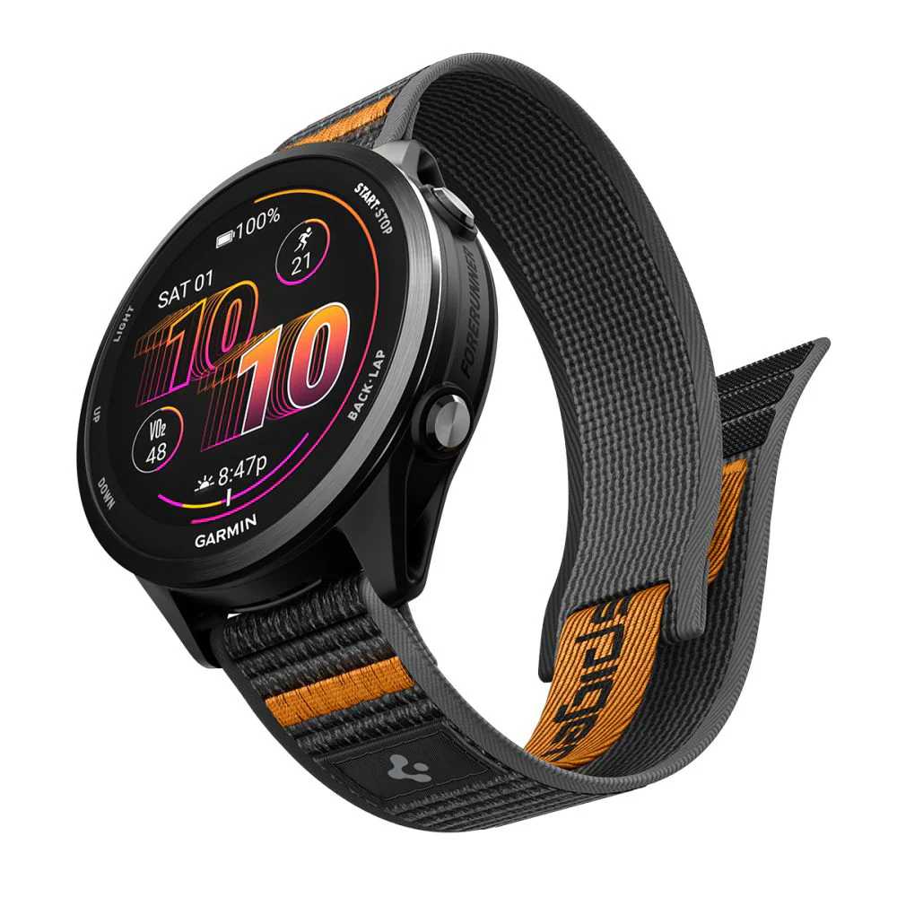 Spigen Athlex Air 2 Strap for Garmin Watch Venu / Forerunner Series, 22mm, Black Orange AMP11425 - Image 2