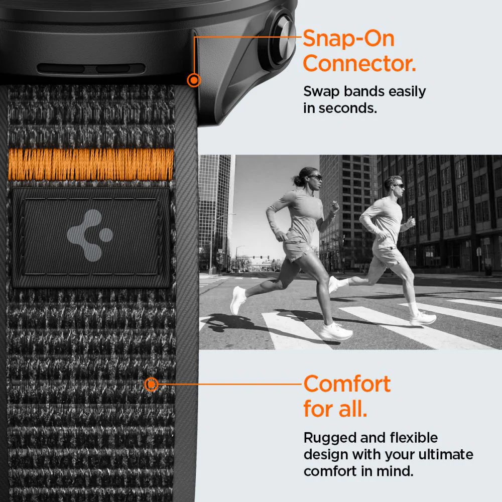 Spigen Athlex Air 2 Strap for Garmin Watch Venu / Forerunner Series, 22mm, Black Orange AMP11425 - Image 7