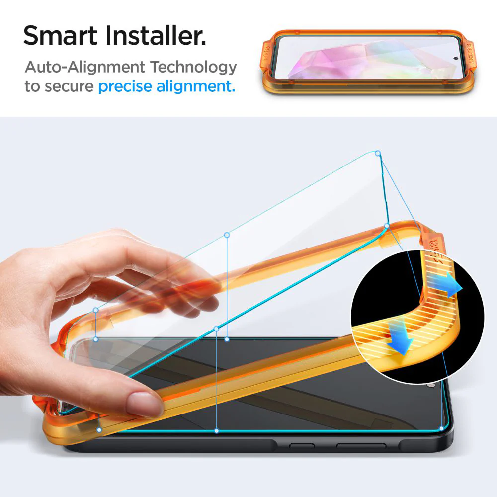 Spigen GlastR Align Master Screen Protector for Samsung Galaxy M35 / A35 5G A356, Tempered Glass, Full Glue, Set of 2 pieces AGL07772 - Image 7