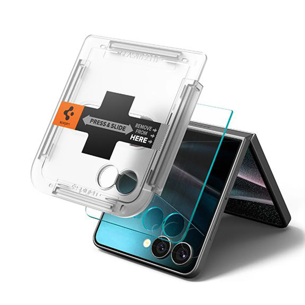 Spigen GlastR EZ FIT Exterior Screen Protector for Samsung Galaxy Z Flip7 F766, Tempered Glass, Full Glue AGL09586 - Image 2